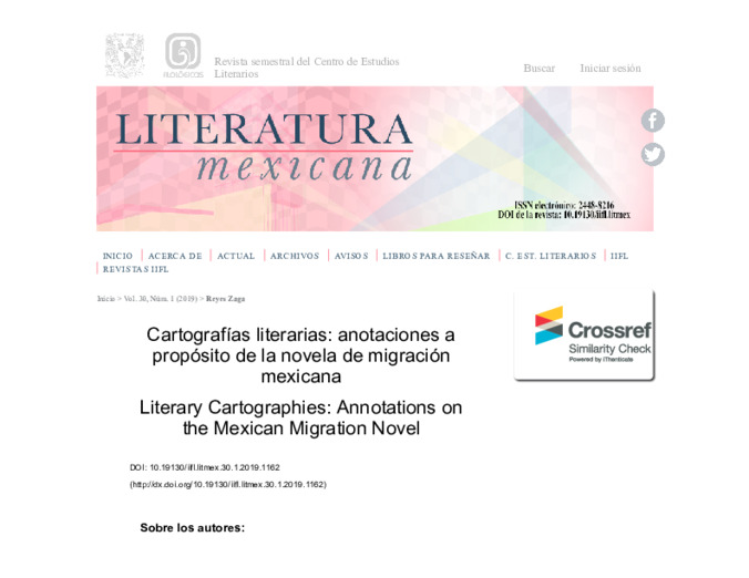 Cartografías literarias: anotaciones a propósito de la novela de migración mexicana/ Literary Cartographies: annotations on the Mexican Migration Novel 缩略图
