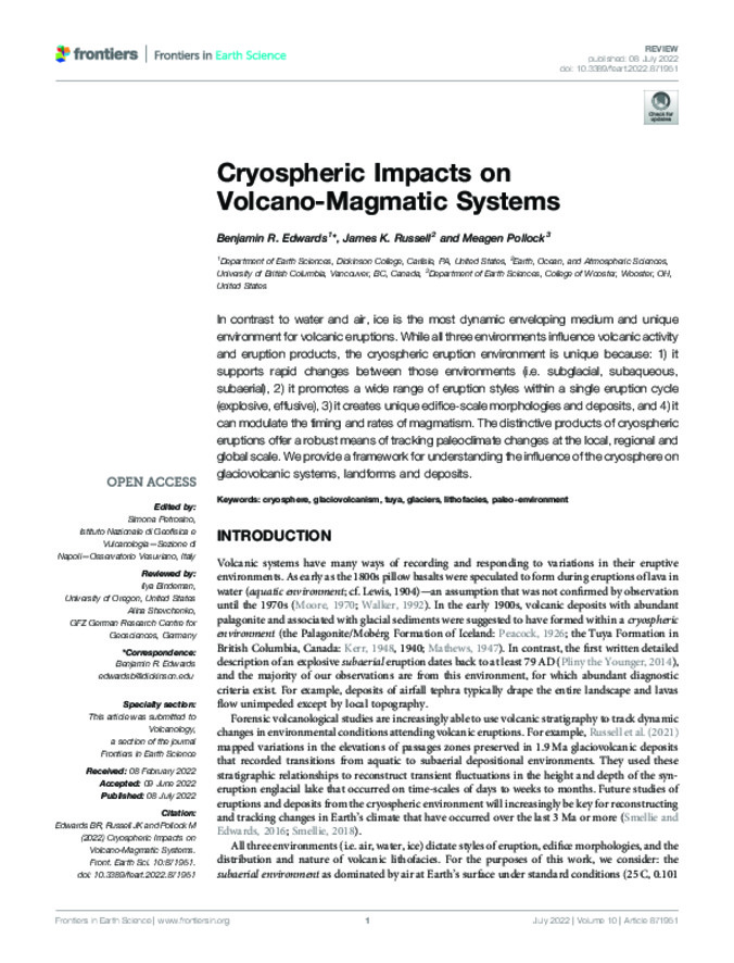 Cryospheric Impacts on Volcano-Magmatic Systems miniatura
