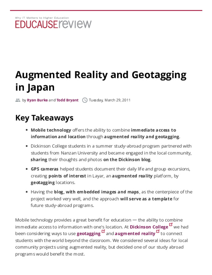 Augmented Reality and Geotagging in Japan Thumbnail