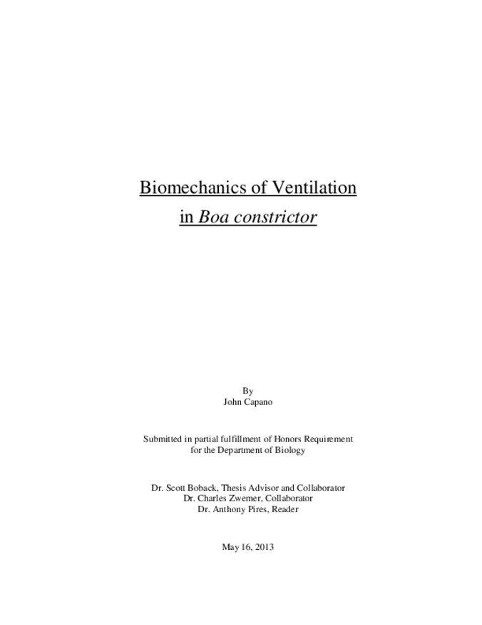 Biomechanics of Ventilation in Boa Constrictor Thumbnail