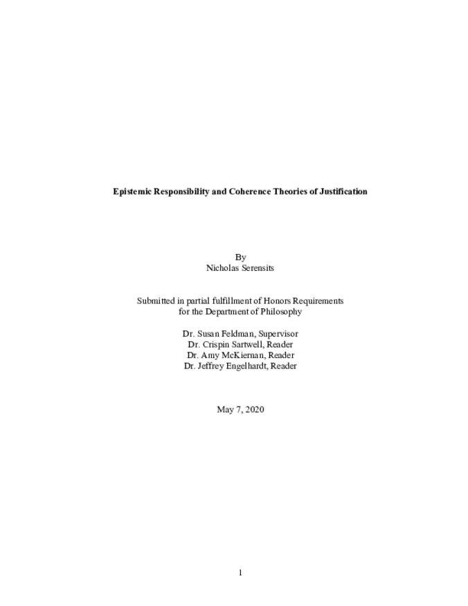 Epistemic Responsibility and Coherence Theories of Justification  Thumbnail
