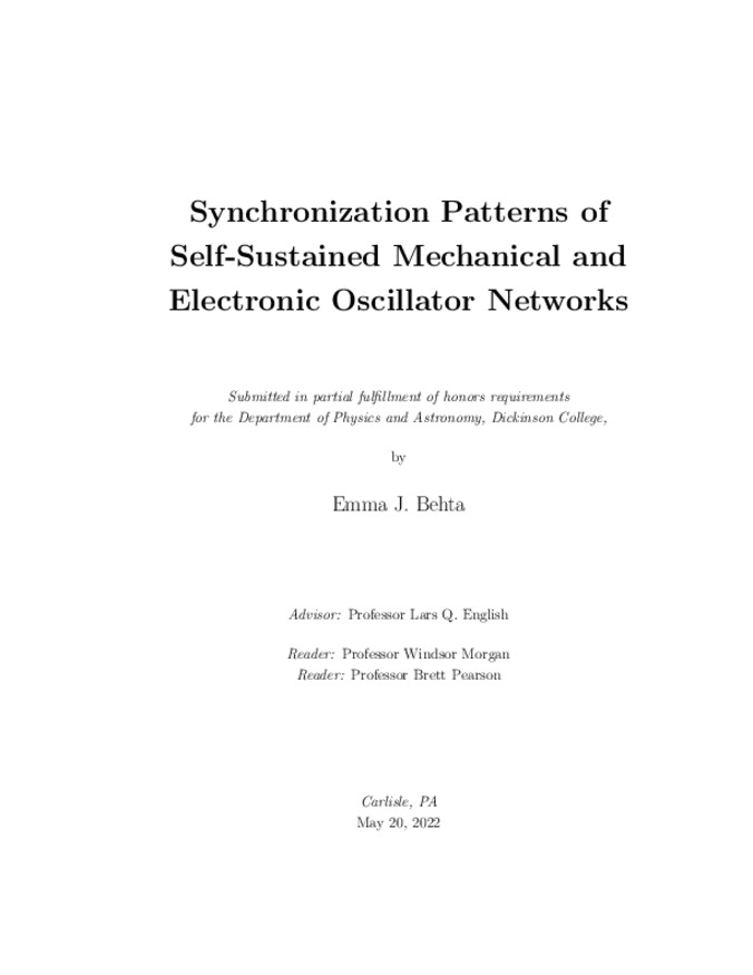 Synchronization Patterns of Self-Sustained Mechanical and Electronic Oscillator Networks miniatura