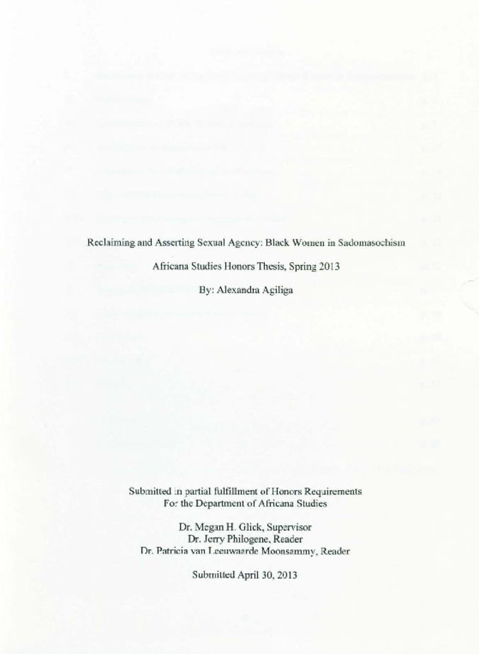 Reclaiming and Asserting Sexual Agency: Black Women in Sadomasochism miniatura