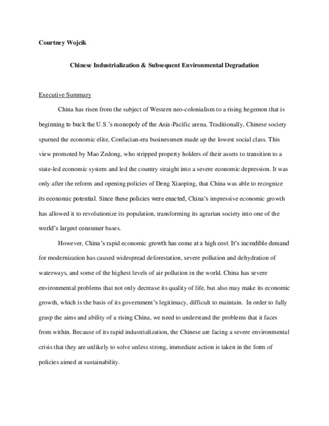 Chinese Industrialization & Subsequent Environmental Degradation miniatura