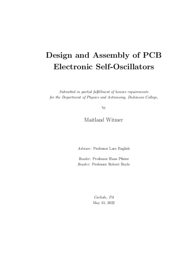 Design and Assembly of PCB Electronic Self-Oscillators Thumbnail