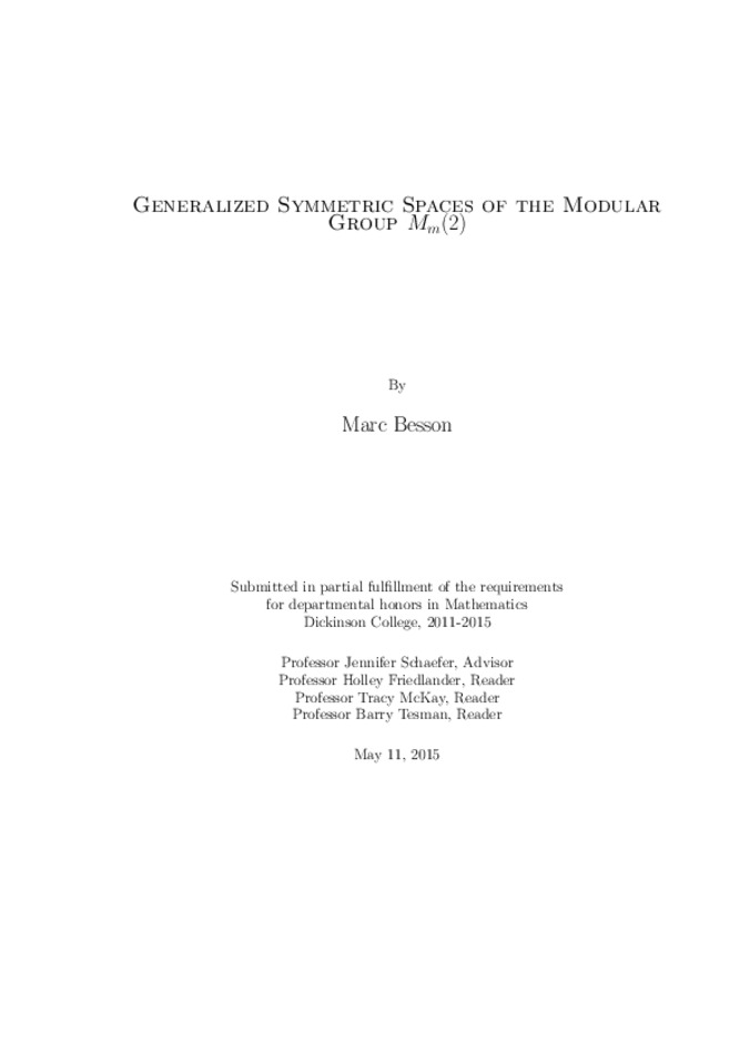 Generalized Symmetric Spaces of the Modular Group Mm(2) 缩略图