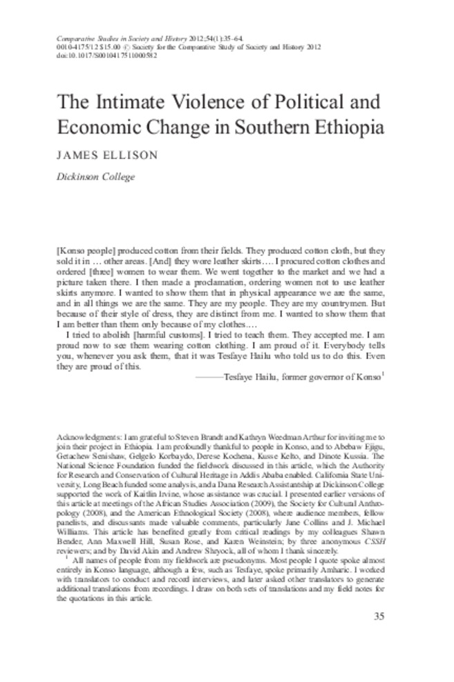 The Intimate Violence of Political and Economic Change in Southern Ethiopia Thumbnail