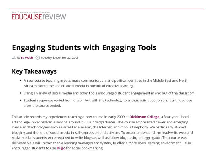 Engaging Students with Engaging Tools Miniature