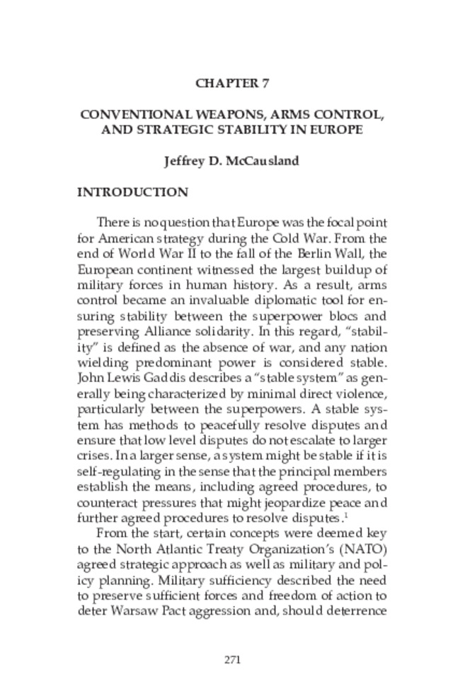 Conventional Weapons, Arms Control, and Strategic Stability in Europe Thumbnail