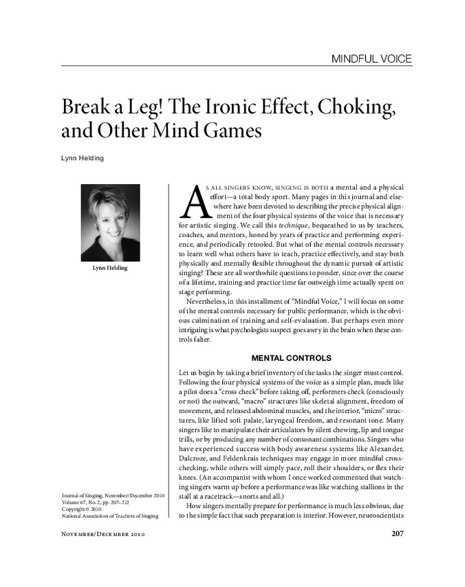 Break a Leg! The Ironic Effect, Choking, and Other Mind Games Thumbnail