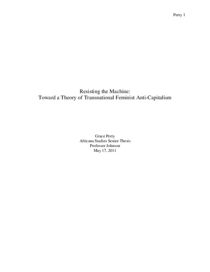 Resisting the Machine: Toward a Theory of Transnational Feminist Anti-Capitalism Thumbnail