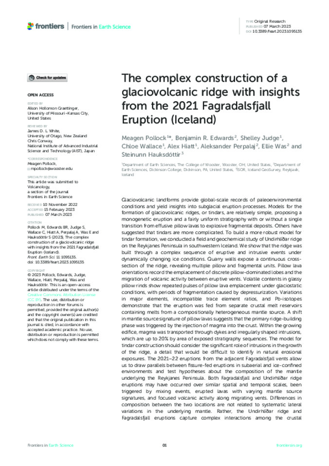 The Complex Construction of a Glaciovolcanic Ridge with Insights from the 2021 Fagradalsfjall Eruption (Iceland) Miniature