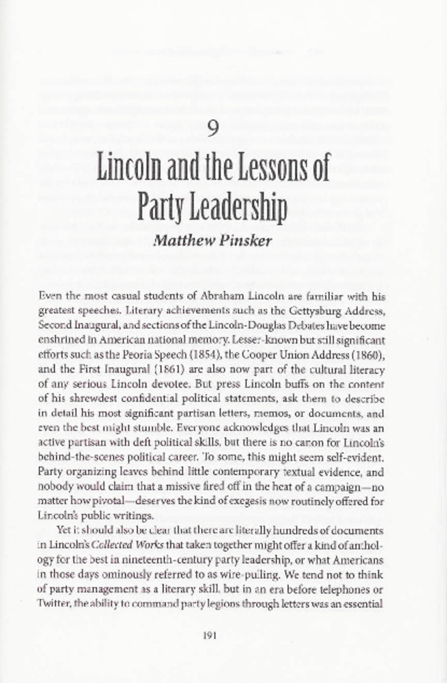 Lincoln and the Lessons of Party Leadership 缩略图