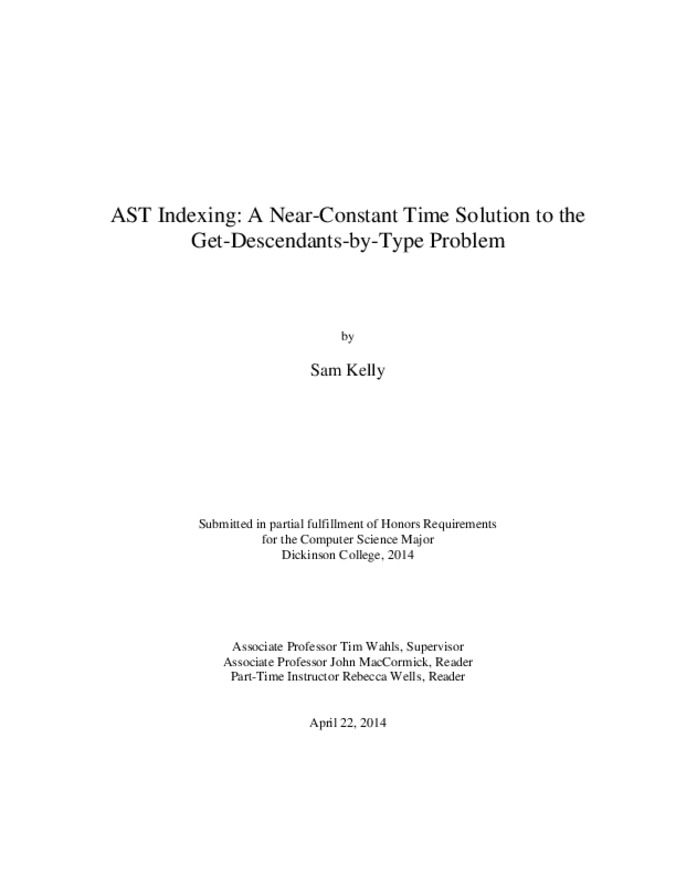 AST Indexing: A Near-Constant Time Solution to the Get-Descendants-by-Type Problem Thumbnail