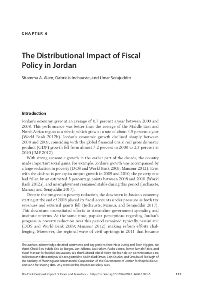 The Distributional Impact of Fiscal Policy in Jordan Miniature
