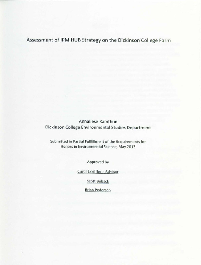 Assessment of IPM HUB Strategy on the Dickinson College Farm Miniaturansicht