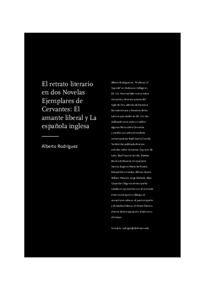 El Retrato Literario en Dos Novelas Ejemplares de Cervantes: El Amante Liberal y La Española Inglesa Thumbnail