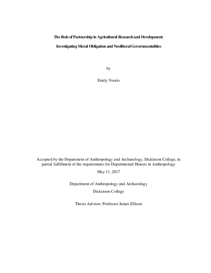 The Role of Partnership in Agricultural Research and Development: Investigating Moral Obligation and Neoliberal Governmentalities Thumbnail