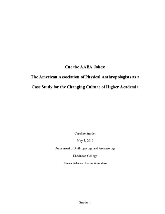 Cue the AABA Jokes: The American Association of Physical Anthropologists as a Case Study for the Changing Culture of Higher Academia Miniaturansicht