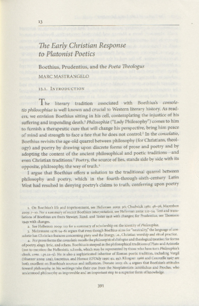 The Early Christian Response to Platonist Poetics: Boethius, Prudentius, and the <i>Poeta Theologus</i> Miniature