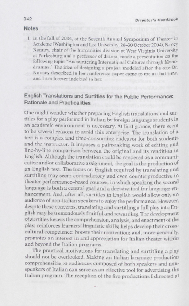 English Translations and Surtitles for the Public Performance: Rationale and Practicalities Thumbnail