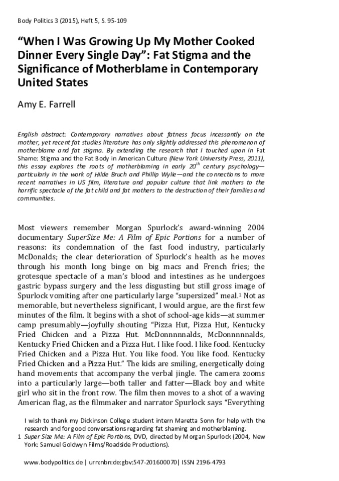 '“When I Was Growing Up My Mother Cooked Dinner Every Single Day”: Fat Stigma and the Significance of Motherblame in Contemporary United States Miniaturansicht