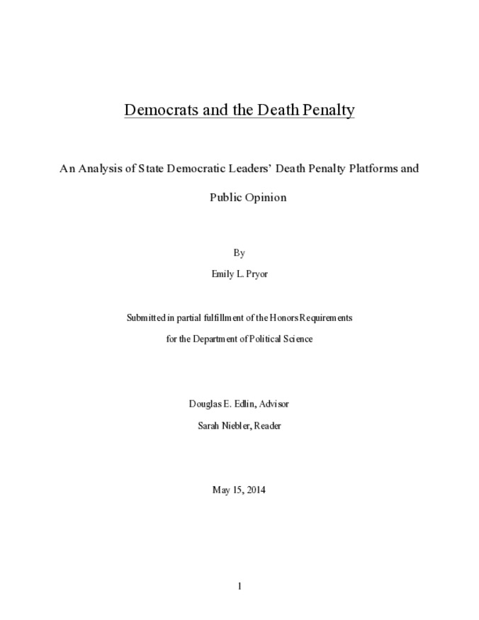 Democrats and the Death Penalty: An Analysis of State Democratic Leaders' Death Penalty Platforms and Public Opinion 缩略图