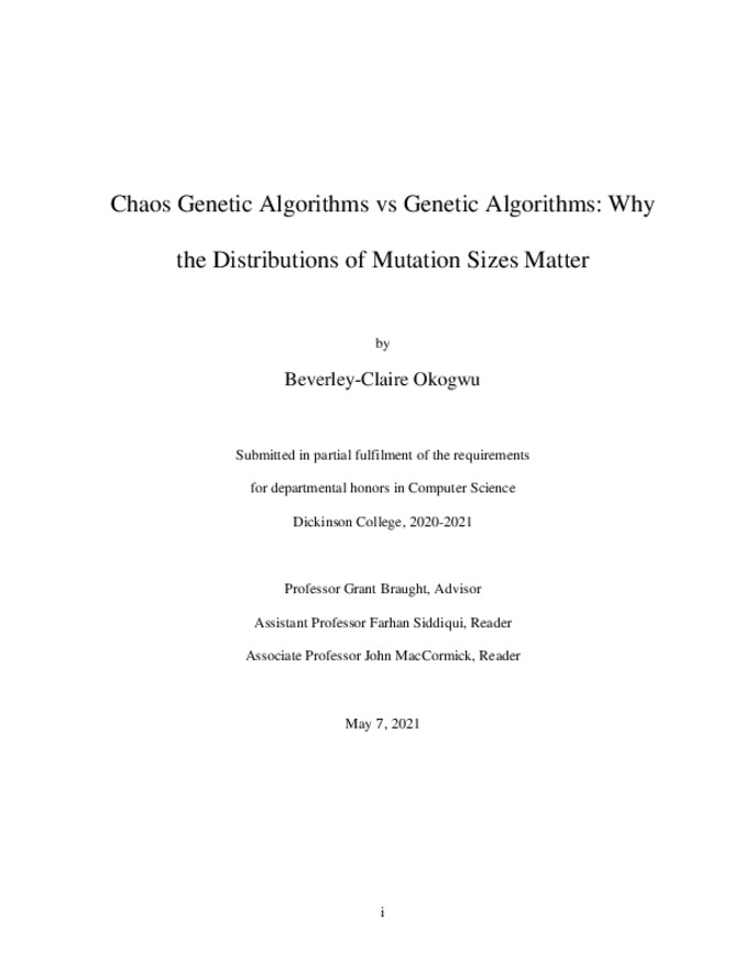 Chaos Genetic Algorithms vs Genetic Algorithms: Why the Distributions of Mutation Sizes Matter 缩略图