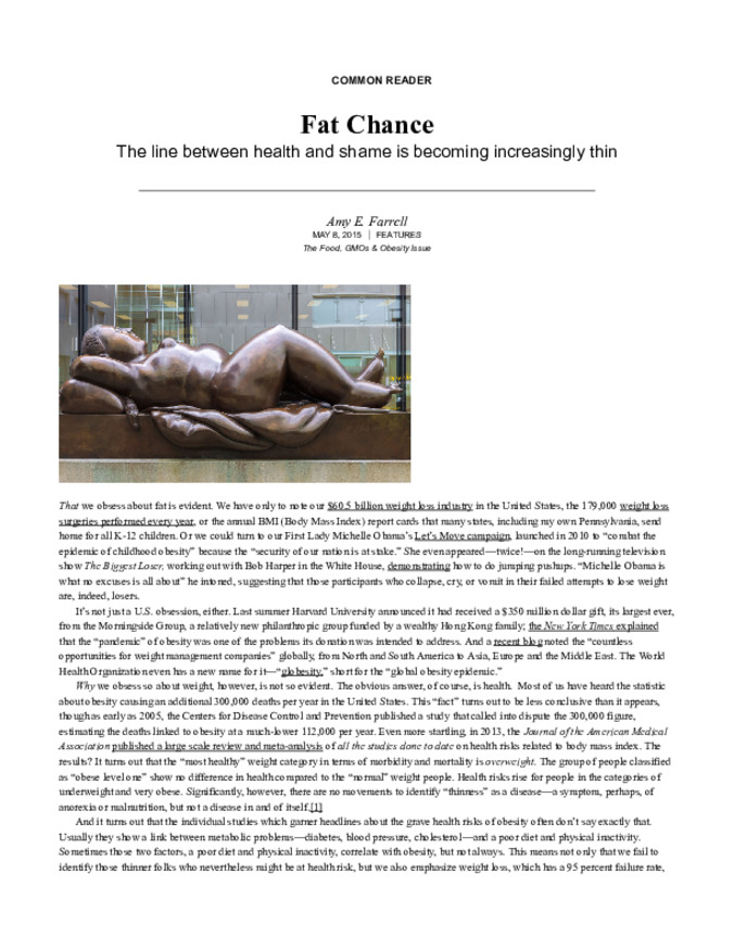 Fat Chance: The Line Between Health and Shame is Becoming Increasingly Thin Miniaturansicht