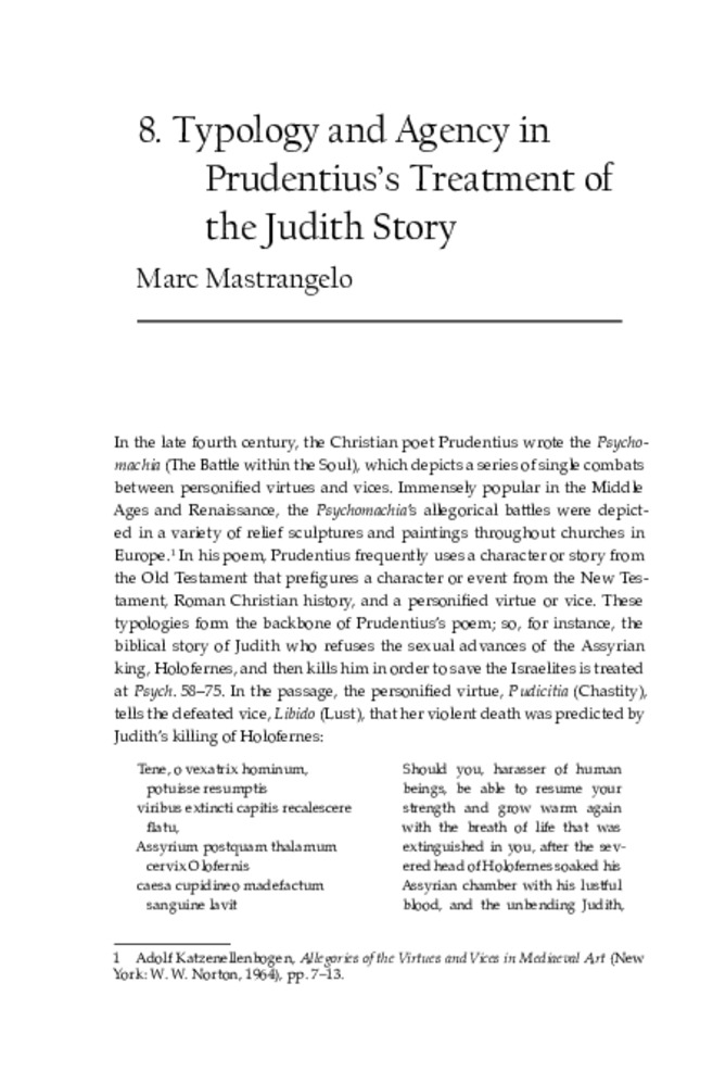 Typology and Agency in Prudentius’s Treatment of the Judith Story Thumbnail